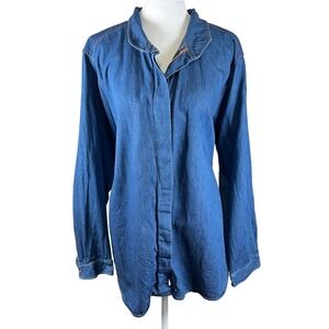 Coldwater Creek Womens 2X Denim Button Down‎ Long Sleeve Casual Shirt